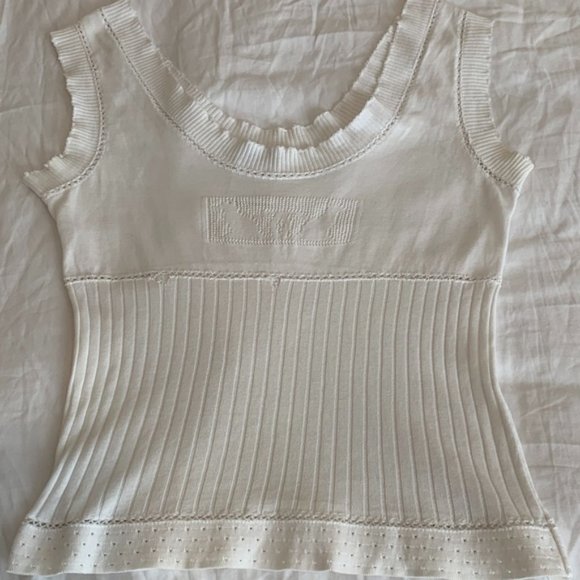 CHANEL CC Cat White Cotton Sleeveless Top, French 38, American Size 8, HTF, Luxe - Picture 8 of 8